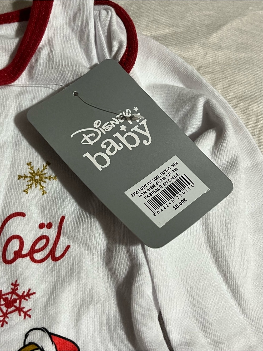 Disneyland Paris Holiday Chip n Dale Snowman One-Piece Size 3/6 Months NWT - Picture 3 of 5